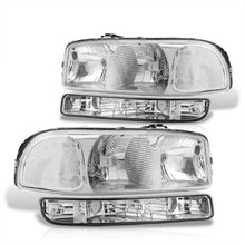 Load image into Gallery viewer, GMC Sierra 1500 1500HD 2500 2500HD 3500 1999-2006 / Sierra Classic 2007 / Yukon 2000-2006 / Yukon XL 1500 2500 2000-2006 Factory Style Headlights + Bumpers Chrome Housing Clear Len Clear Reflector