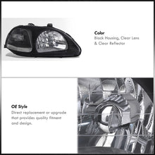 Load image into Gallery viewer, Honda Civic 1996-1998 Factory Style Headlights Black Housing Clear Len Clear Reflector