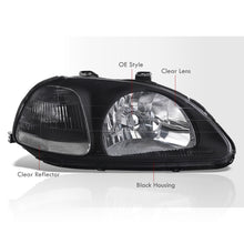 Load image into Gallery viewer, Honda Civic 1996-1998 Factory Style Headlights Black Housing Clear Len Clear Reflector