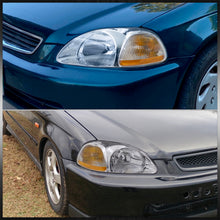 Load image into Gallery viewer, Honda Civic 1996-1998 Factory Style Headlights Chrome Housing Clear Len Amber Reflector