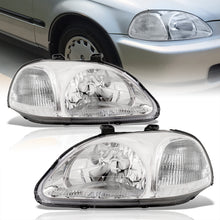Load image into Gallery viewer, Honda Civic 1996-1998 Factory Style Headlights Chrome Housing Clear Len Clear Reflector