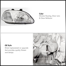 Load image into Gallery viewer, Honda Civic 1996-1998 Factory Style Headlights Chrome Housing Clear Len Clear Reflector