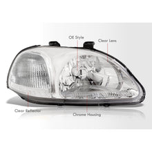 Load image into Gallery viewer, Honda Civic 1996-1998 Factory Style Headlights Chrome Housing Clear Len Clear Reflector