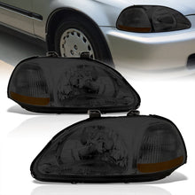 Load image into Gallery viewer, Honda Civic 1996-1998 Factory Style Headlights Chrome Housing Smoke Len Amber Reflector