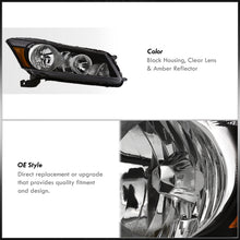 Load image into Gallery viewer, Honda Accord Sedan 2008-2012 Factory Style Headlights Black Housing Clear Len Amber Reflector