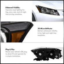 Load image into Gallery viewer, Honda Accord Sedan 2008-2012 Factory Style Headlights Black Housing Clear Len Amber Reflector
