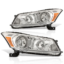 Load image into Gallery viewer, Honda Accord Sedan 2008-2012 Factory Style Headlights Chrome Housing Clear Len Amber Reflector