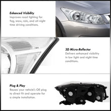 Load image into Gallery viewer, Honda Accord Sedan 2008-2012 Factory Style Headlights Chrome Housing Clear Len Clear Reflector
