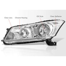 Load image into Gallery viewer, Honda Accord Sedan 2008-2012 Factory Style Headlights Chrome Housing Clear Len Clear Reflector