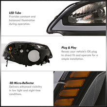 Load image into Gallery viewer, Honda Civic 2001-2003 Sequential LED DRL Bar Factory Style Headlights Black Housing Clear Len Clear Reflector