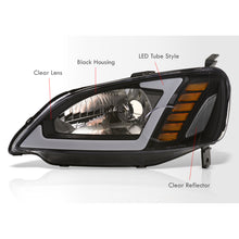 Load image into Gallery viewer, Honda Civic 2001-2003 Sequential LED DRL Bar Factory Style Headlights Black Housing Clear Len Clear Reflector