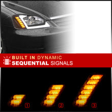 Load image into Gallery viewer, Honda Civic 2001-2003 Sequential LED DRL Bar Factory Style Headlights Black Housing Clear Len Clear Reflector