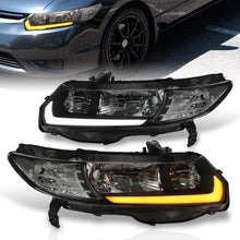 Load image into Gallery viewer, Honda Civic Coupe 2006-2011 Sequential LED DRL Bar Factory Style Headlights Black Housing Clear Len Clear Reflector