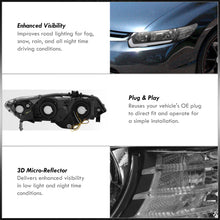 Load image into Gallery viewer, Honda Civic Coupe 2006-2011 Sequential LED DRL Bar Factory Style Headlights Black Housing Clear Len Clear Reflector