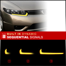 Load image into Gallery viewer, Honda Civic Coupe 2006-2011 Sequential LED DRL Bar Factory Style Headlights Black Housing Clear Len Clear Reflector