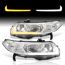 Load image into Gallery viewer, Honda Civic Coupe 2006-2011 Sequential LED DRL Bar Factory Style Headlights Chrome Housing Clear Len Clear Reflector