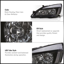 Load image into Gallery viewer, Honda Accord 2003-2007 LED DRL Bar Factory Style Headlights Black Housing Clear Len Clear Reflector