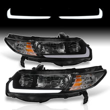 Load image into Gallery viewer, Honda Civic Coupe 2006-2011 LED DRL Bar Factory Style Headlights Black Housing Clear Len Amber Reflector
