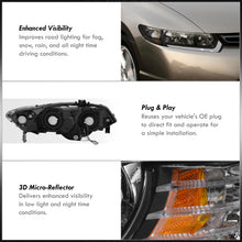 Load image into Gallery viewer, Honda Civic Coupe 2006-2011 LED DRL Bar Factory Style Headlights Black Housing Clear Len Amber Reflector