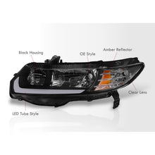 Load image into Gallery viewer, Honda Civic Coupe 2006-2011 LED DRL Bar Factory Style Headlights Black Housing Clear Len Amber Reflector