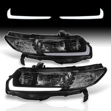 Load image into Gallery viewer, Honda Civic Coupe 2006-2011 LED DRL Bar Factory Style Headlights Black Housing Clear Len Clear Reflector