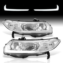 Load image into Gallery viewer, Honda Civic Coupe 2006-2011 LED DRL Bar Factory Style Headlights Chrome Housing Clear Len Clear Reflector