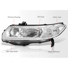Load image into Gallery viewer, Honda Civic Coupe 2006-2011 LED DRL Bar Factory Style Headlights Chrome Housing Clear Len Clear Reflector