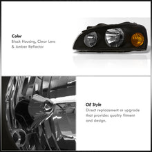 Load image into Gallery viewer, Hyundai Elantra 2004-2006 Factory Style Headlights Black Housing Clear Len Amber Reflector