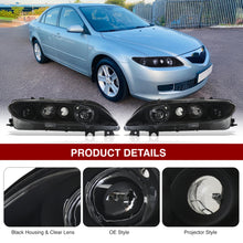 Load image into Gallery viewer, MAZDA 6 2003-2005 Head Lamp Unit w/o Fog STD Black Housing Clear Lens Reflector