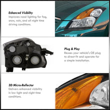 Load image into Gallery viewer, Nissan Altima Sedan 2007-2009 Factory Style Headlights Black Housing Clear Len Amber Reflector (Halogen Models Only)
