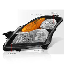 Load image into Gallery viewer, Nissan Altima Sedan 2007-2009 Factory Style Headlights Black Housing Clear Len Amber Reflector (Halogen Models Only)