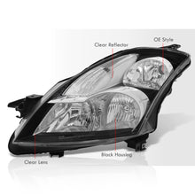 Load image into Gallery viewer, Nissan Altima Sedan 2007-2009 Factory Style Headlights Black Housing Clear Len Clear Reflector (Halogen Models Only)