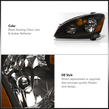 Load image into Gallery viewer, Nissan Altima 2002-2004 Factory Style Headlights Black Housing Clear Len Amber Reflector (Halogen Models Only)