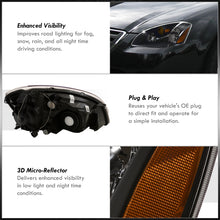 Load image into Gallery viewer, Nissan Altima 2002-2004 Factory Style Headlights Black Housing Clear Len Amber Reflector (Halogen Models Only)