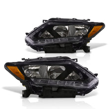 Load image into Gallery viewer, Nissan Rogue 2014-2016 LED DRL Factory Style Headlights Black Housing Clear Len Amber Reflector (Halogen Models Only)