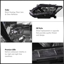Load image into Gallery viewer, Nissan Rogue 2014-2016 LED DRL Factory Style Headlights Black Housing Clear Len Clear Reflector (Halogen Models Only)