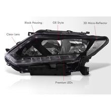 Load image into Gallery viewer, Nissan Rogue 2014-2016 LED DRL Factory Style Headlights Black Housing Clear Len Clear Reflector (Halogen Models Only)