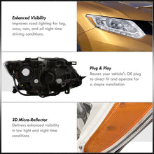 Load image into Gallery viewer, Nissan Rogue 2014-2016 LED DRL Factory Style Headlights Chrome Housing Clear Len Amber Reflector (Halogen Models Only)
