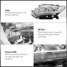 Load image into Gallery viewer, Nissan Rogue 2014-2016 LED DRL Factory Style Headlights Chrome Housing Clear Len Clear Reflector (Halogen Models Only)