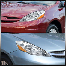 Load image into Gallery viewer, Toyota Sienna 2006-2010 Factory Style Headlights Chrome Housing Clear Len Amber Reflector (Halogen Models Only)