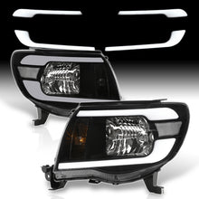Load image into Gallery viewer, Toyota Tacoma 2005-2011 LED DRL Bar Factory Style Headlights Black Housing Clear Len Clear Reflector