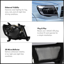 Load image into Gallery viewer, Toyota Tacoma 2005-2011 LED DRL Bar Factory Style Headlights Black Housing Clear Len Clear Reflector