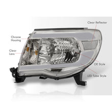 Load image into Gallery viewer, Toyota Tacoma 2005-2011 LED DRL Bar Factory Style Headlights Chrome Housing Clear Len Clear Reflector