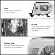 Load image into Gallery viewer, Toyota Tacoma 2005-2011 LED DRL Bar Factory Style Headlights White Housing Clear Len Clear Reflector