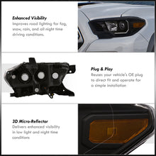 Load image into Gallery viewer, Toyota Tacoma 2016-2023 Factory Style Projector Headlights Black Housing Clear Len Amber Reflector (Models with Factory LED DRL Headlights Only)