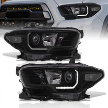 Load image into Gallery viewer, Toyota Tacoma 2016-2023 Factory Style Projector Headlights Black Housing Clear Len Clear Reflector (Models with Factory LED DRL Headlights Only)