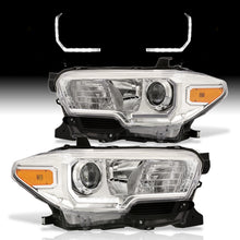 Load image into Gallery viewer, Toyota Tacoma 2016-2023 Factory Style Projector Headlights Chrome Housing Clear Len Amber Reflector (Models with Factory LED DRL Headlights Only)