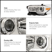 Load image into Gallery viewer, Toyota Tacoma 2016-2023 Factory Style Projector Headlights Chrome Housing Clear Len Amber Reflector (Models with Factory LED DRL Headlights Only)