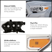Load image into Gallery viewer, Toyota Tacoma 2016-2023 Factory Style Projector Headlights Chrome Housing Clear Len Amber Reflector (Models with Factory LED DRL Headlights Only)
