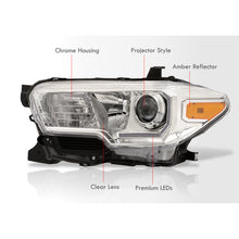 Load image into Gallery viewer, Toyota Tacoma 2016-2023 Factory Style Projector Headlights Chrome Housing Clear Len Amber Reflector (Models with Factory LED DRL Headlights Only)